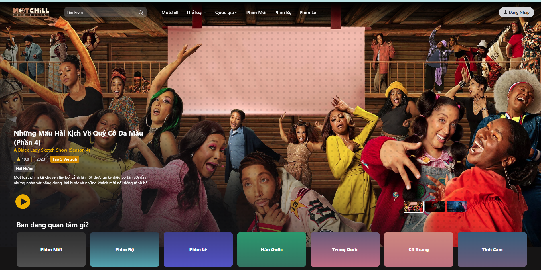 Theme phim motchill bản mới tích hợp cào 3 nguồn NextJs + Laravel